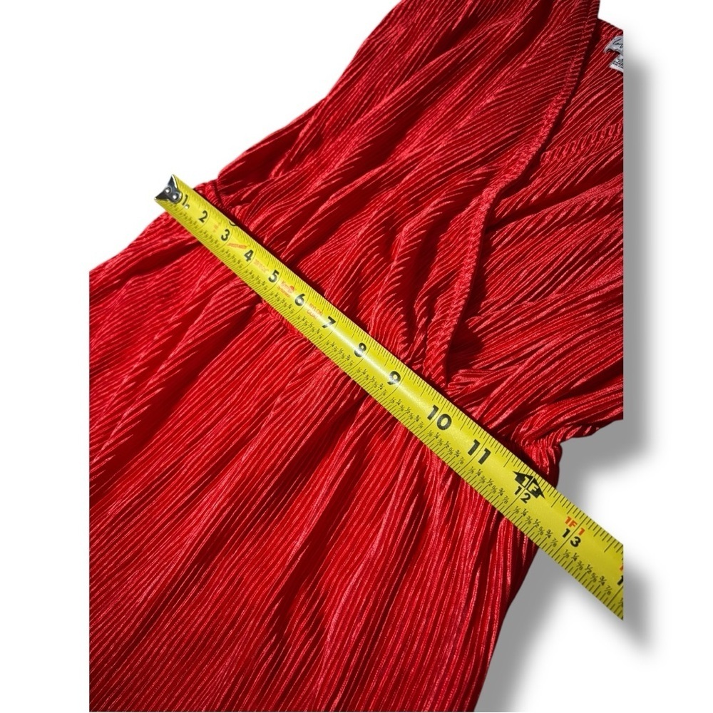 love, Fire Vibrant V Neck Wrap Style Top Sleeveless Flowy Red Wide Leg Jumpsuit - Picture 13 of 15